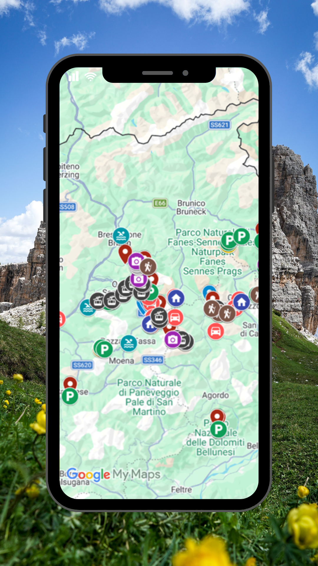 Dolomitterne: Rejseguide og Google Maps-Kort